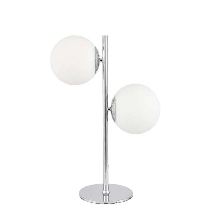 Asterope White Orb and Shiny Chrome Metal Table Lamp
