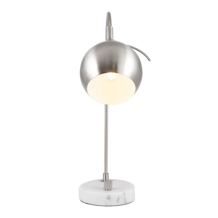 Feliciani Brushed Silver Metal and White Marble Task Lamp
