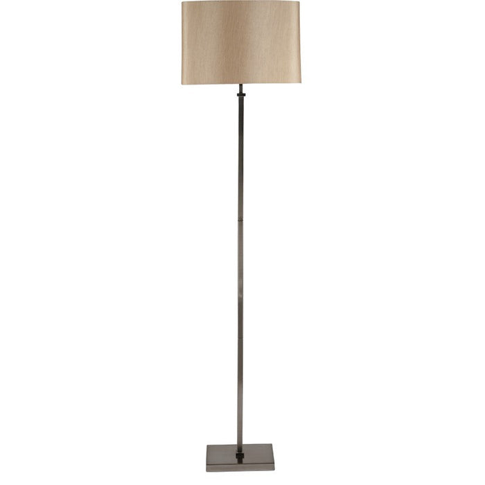 Hilton Satin Nickel Square Stick Floor Lamp & Grey Shade