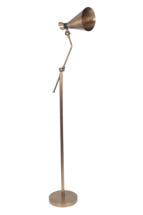 Wendell Antique Brass Adjustable Conical Metal Floor Lamp