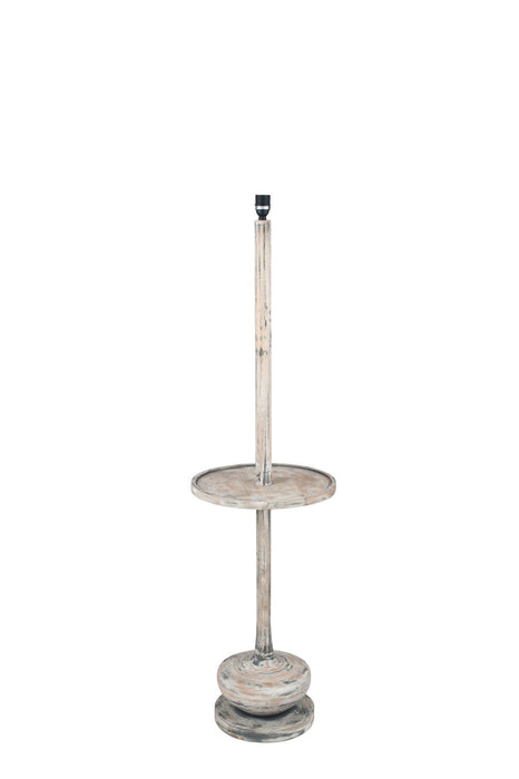 Hemi Vintage Grey Wood Floor Lamp with Table