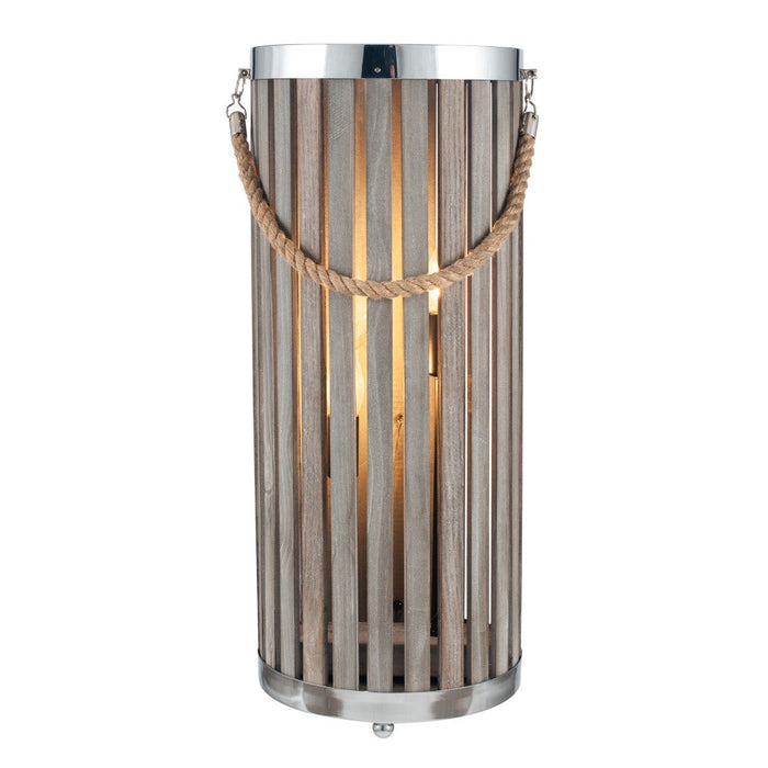 Austell Grey Wash Wood Large Lantern Floor Lamp
