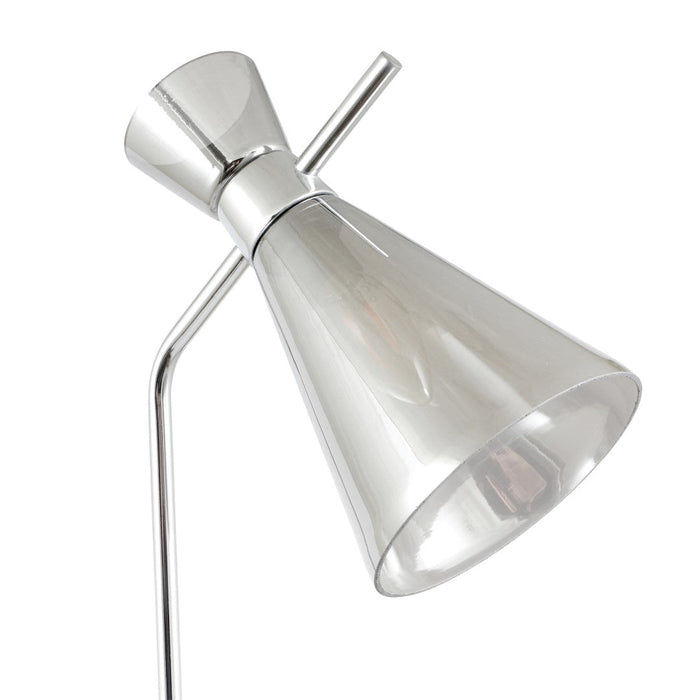 Monroe Smoke Glass and Silver Metal Waisted Floor Lamp