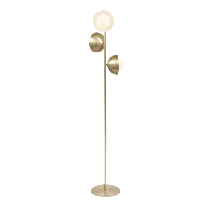 Estelle Brushed Brass Metal and White Orb Dome Floor Lamp