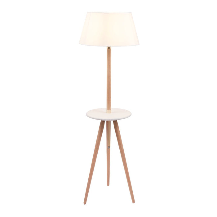 Malmo Natural Wood & White Table Floor Lamp