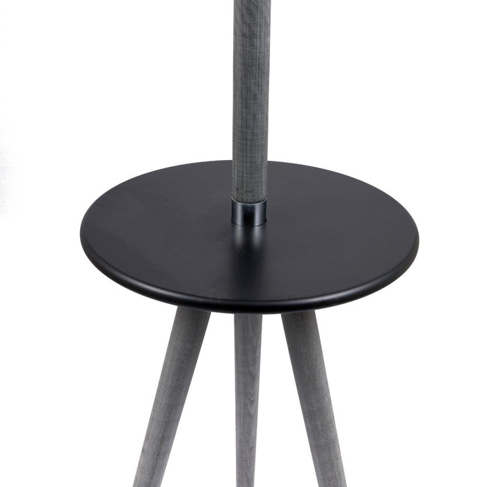 Malmo Grey Wood & Black Table Floor Lamp