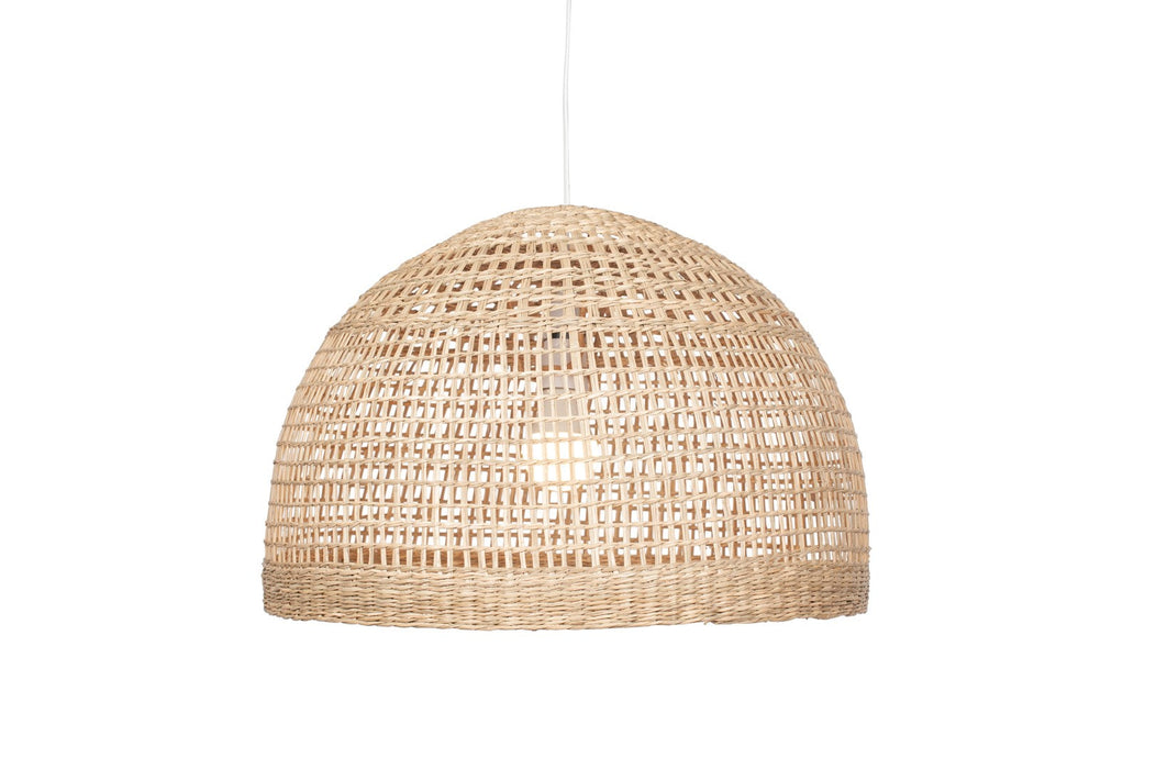 Fowey Natural Woven Wide Dome Pendant