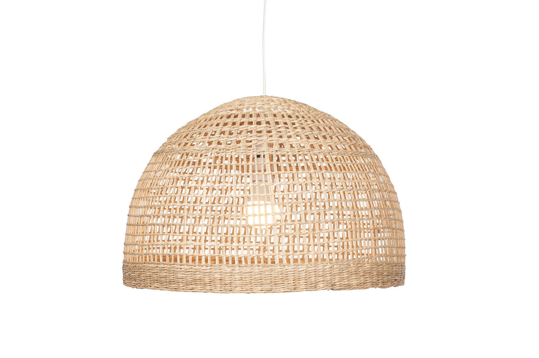 Fowey Natural Woven Wide Dome Pendant