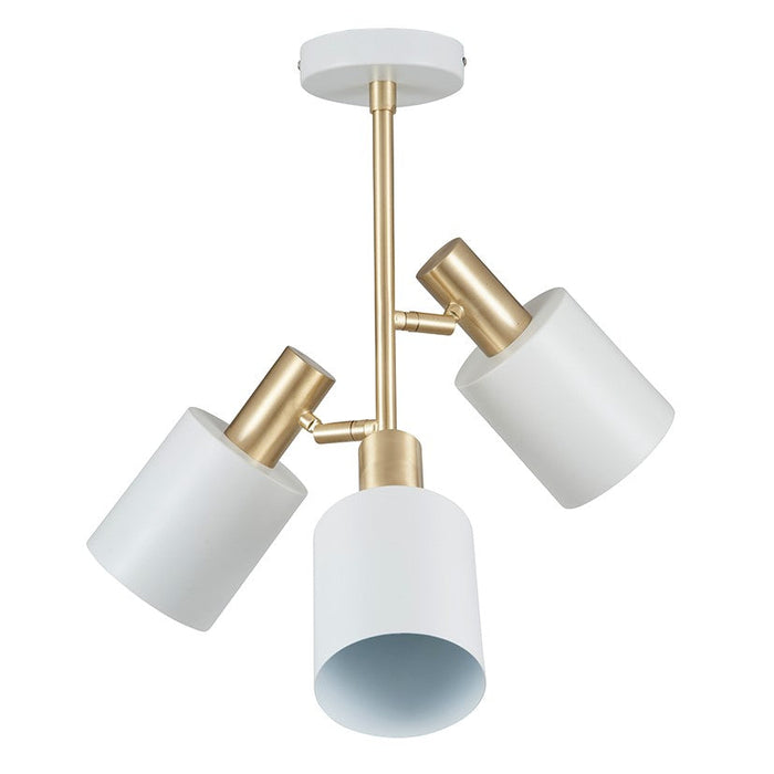 Biba White & Brass 3 Light Electrified Pendant