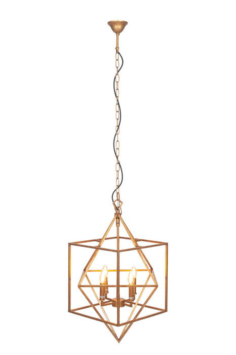 Sirius Antique Gold Metal Multi Arm Cube Pendant