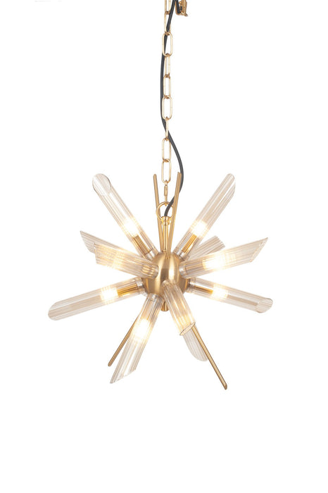 Estella Clear Glass and Gold Metal Starburst Pendant