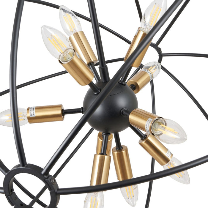 Luna Matt Black & Brushed Gold Metal Sputnik Pendant
