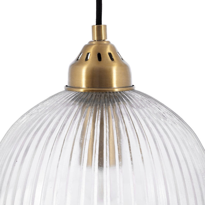 Amboise Clear Glass Ribbed Dome Pendant