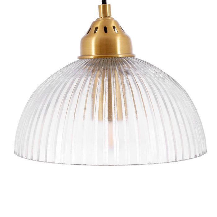 Amboise Clear Glass Ribbed Dome Pendant