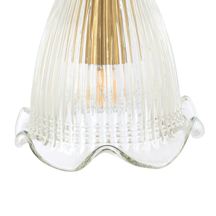 Honfleur Clear Glass Ribbed Fluted Pendant
