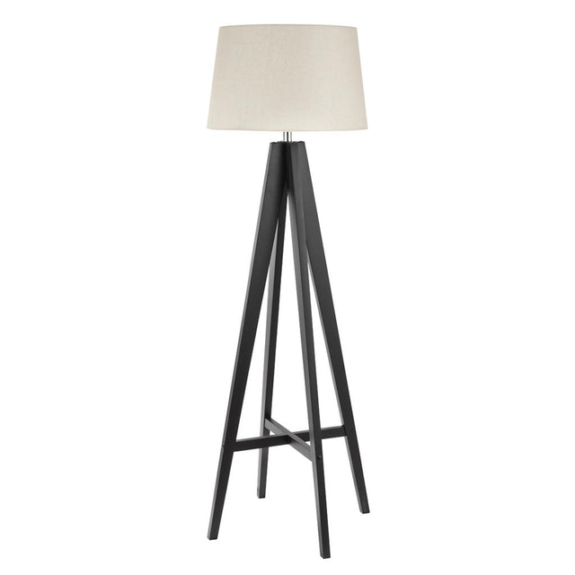 EASEL FLOOR LAMP DARK WOOD - CREAM LINEN SHADE
