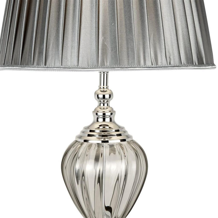GRAYSON TABLE LAMP CLEAR GLASS URN/WITH PEWTER PLEATED TAPERED SHADE