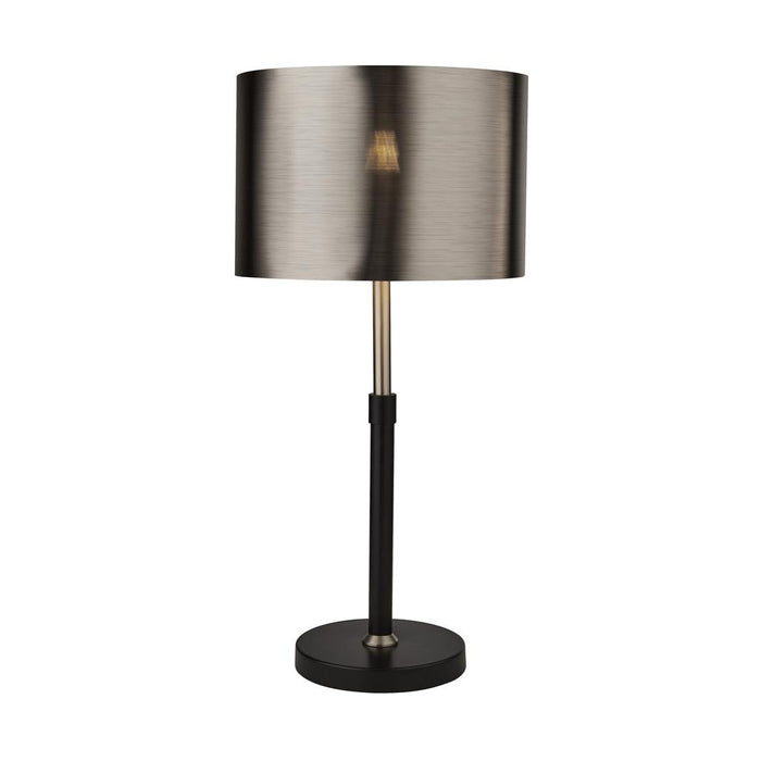BLACK AND CHROME TABLE LAMP WITH BRUSHED BLACK CHROME SHADE
