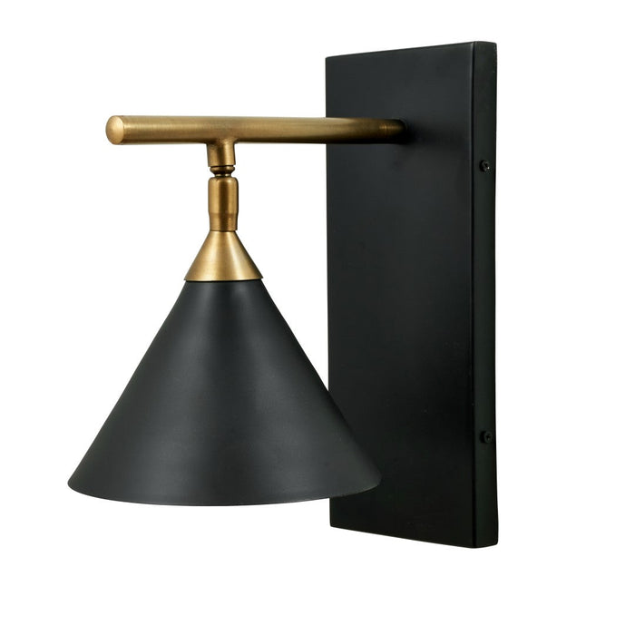 Zeta Matt Black and Antique Brass Wall Lamp