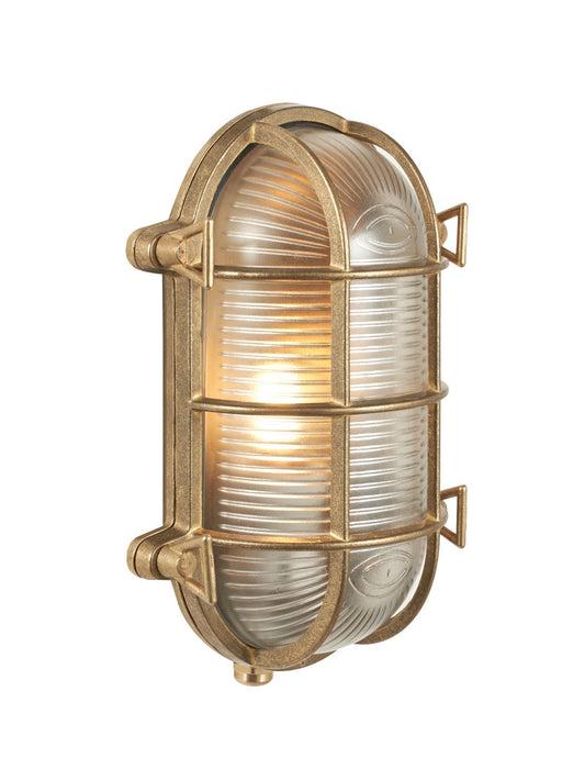 Montana Antique Brass Metal Caged Oval Outdoor Wall Light