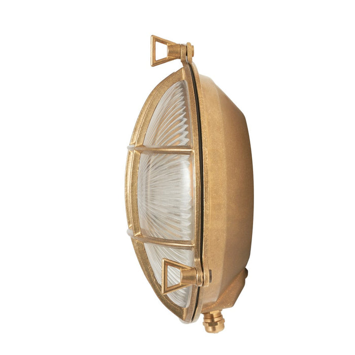 Montana Antique Brass Metal Caged Round Outdoor Wall Light