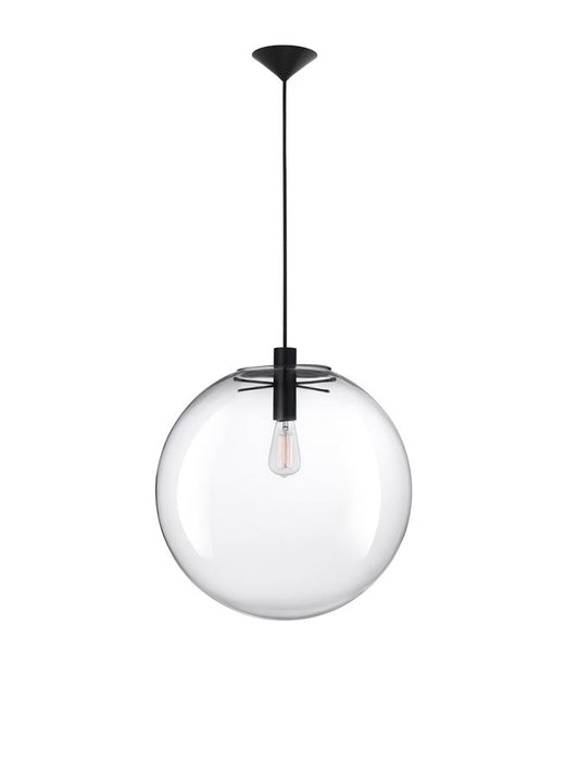 OVVIO Clear Glass & Black Metal Black Fabric Wire LED E27 1x12 Watt IP20 Bulb Excluded D:50 H1:50 H2:205 cm