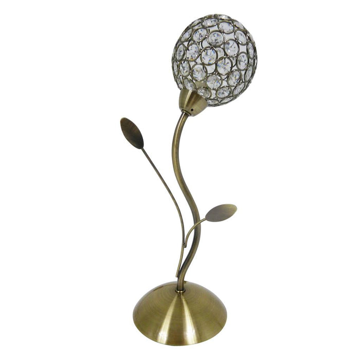 BELLIS II - TABLE LAMP ANTIQUE BRASS CLEAR GLASS DECO SHADE