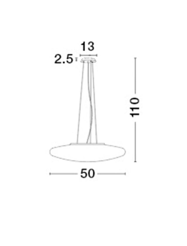 PRESSIONE Opal Glass Satin Metal Base Chrome Aluminium LED E27 3x12W IP20 Bulb Excluded D: 50 H: 110 cm