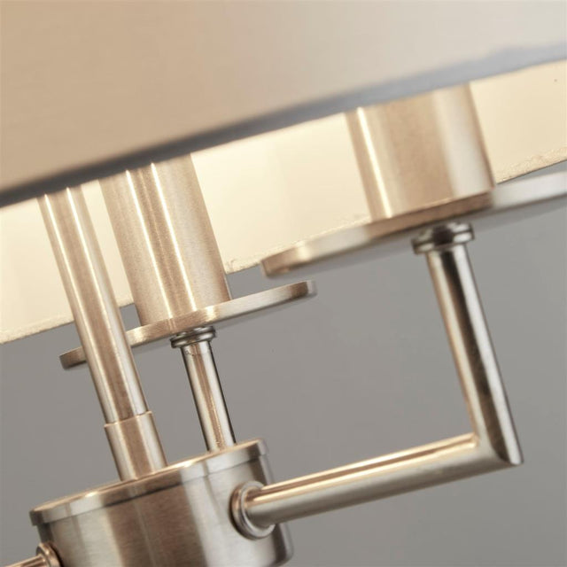 KNIGHTSBRIDGE 3LT SATIN SILVER TABLE LAMP WITH SILVER FAUX SILK SHADE