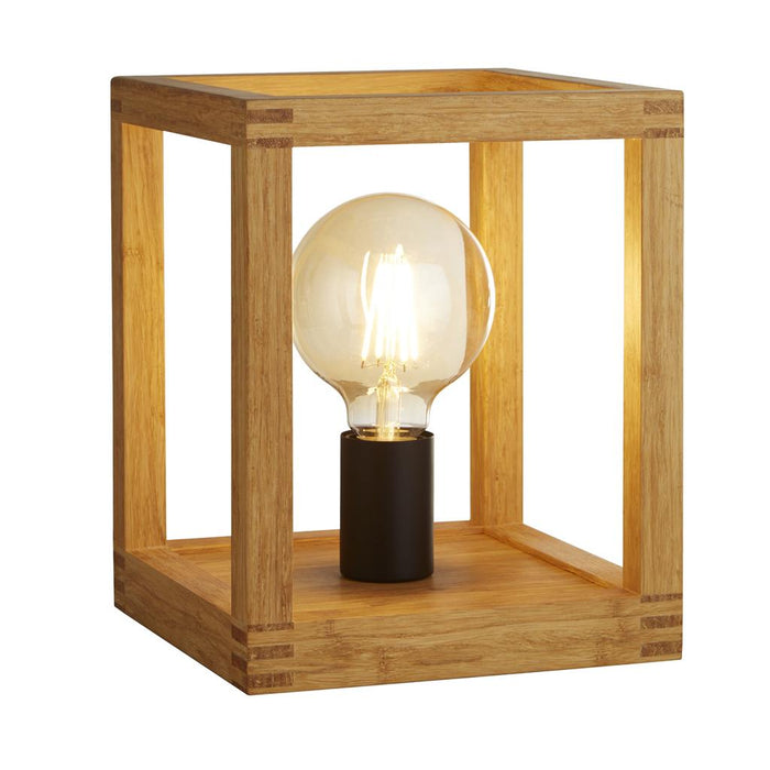 SQUARE WOVEN BAMBOO WOOD 1LT TABLE LAMP