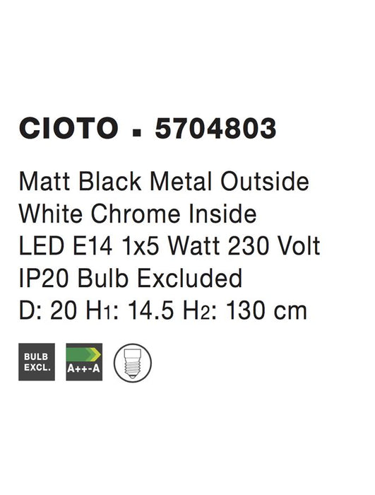 CIOTO Metal Rose Gold Outside White Chrome Inside LED E14 1x5W Bulb Excluded D: 20 H1:14.5 H2:130 cm