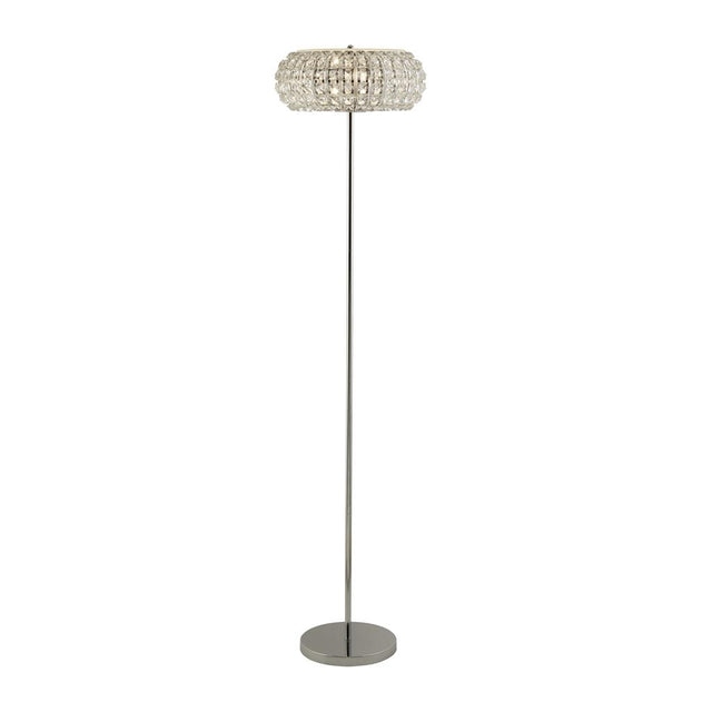 MARILYN 3LT CHROME FLOOR LAMP WITH CRYSTAL GLASS AND CRYSTAL SAND DIFFUSER