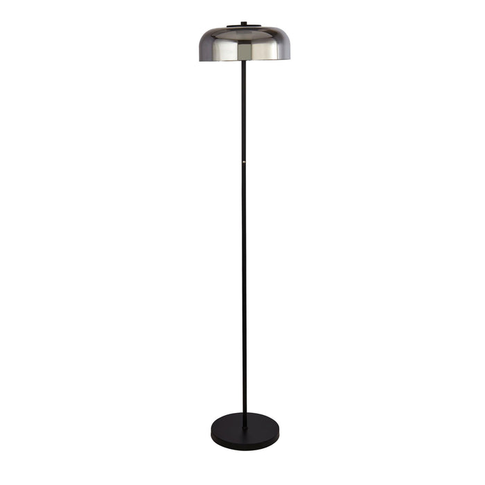FRISBEE 1LT LED FLOOR LAMP, MATT BLACK WITH SMOKED GLASS
