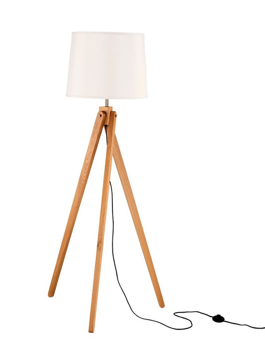 ALMA Natural Wood Sand White Shade Black Fabric Wire LED E27 1x12W Bulb Excluded D:45 H1:35H2: 165cm