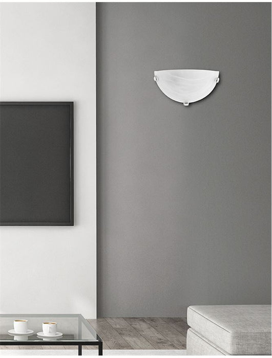 GIORNO Wall Lamp Alabaster Glass Chrome Metal LED E27 1x12W L:30 H:16cm