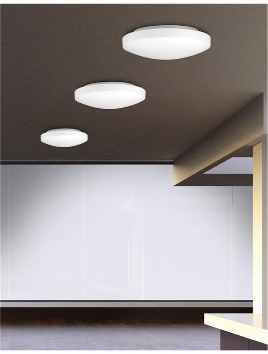 IVI Ceiling Light IP44 White Opal Glass LED E27 1x12W D:26 H:7cm