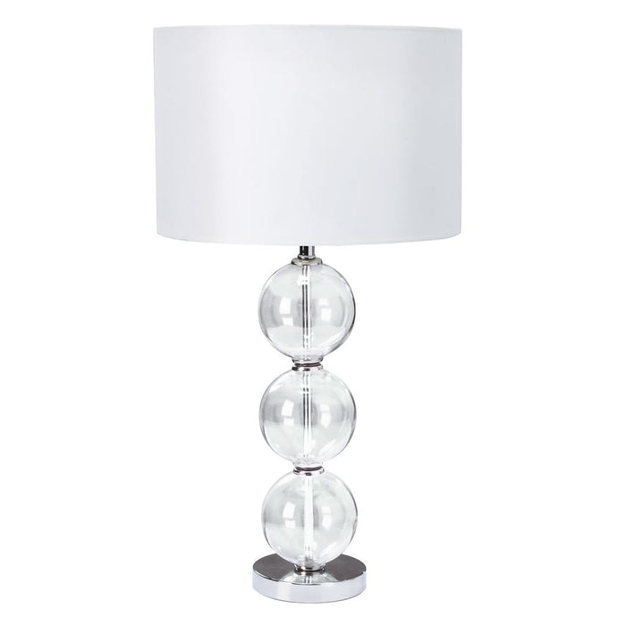 TABLE LAMP - SINGLE PACKED CHROME/GLASS CW WHITE SHADES