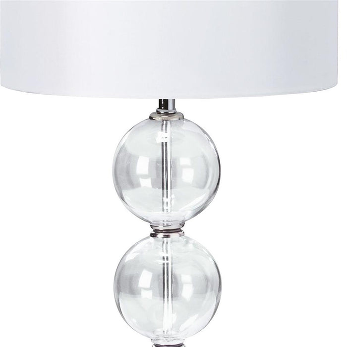 TABLE LAMP - SINGLE PACKED CHROME/GLASS CW WHITE SHADES