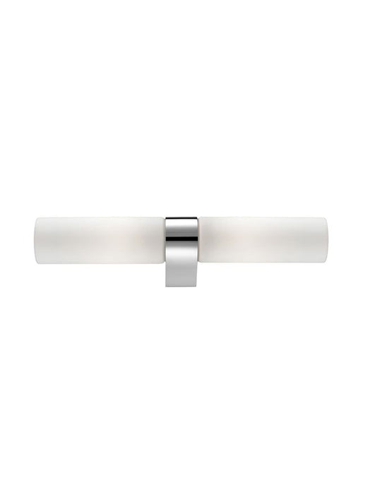 POLO White Opal Glass Chrome Aluminium LED E14 2x5W Bulb Excluded IP44 L: 39.5 W: 5.5 H: 5 cm