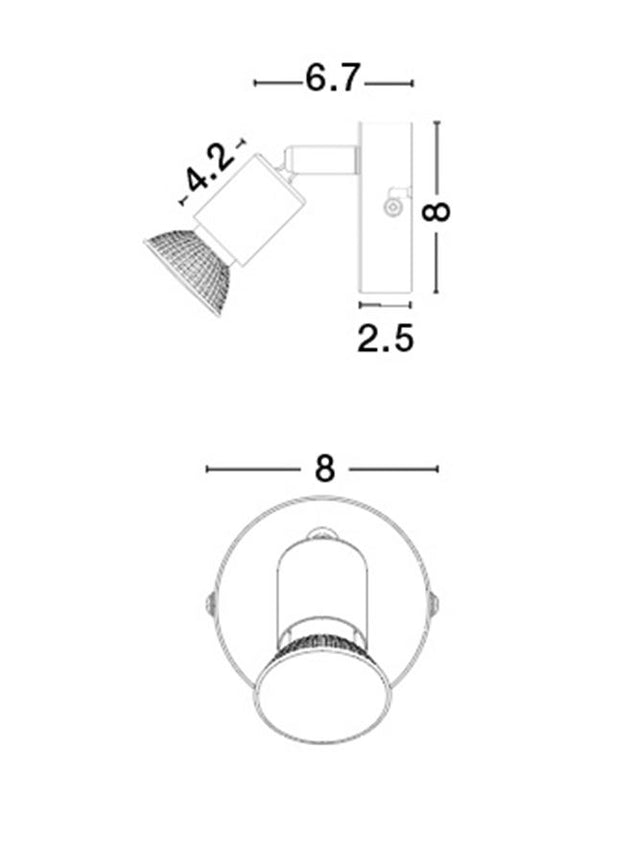 BASE Satin Nickel Metal LED GU10 1x5 Watt IP20 Bulb Excluded D: 8 W: 6.7 H: 10.9 cm
