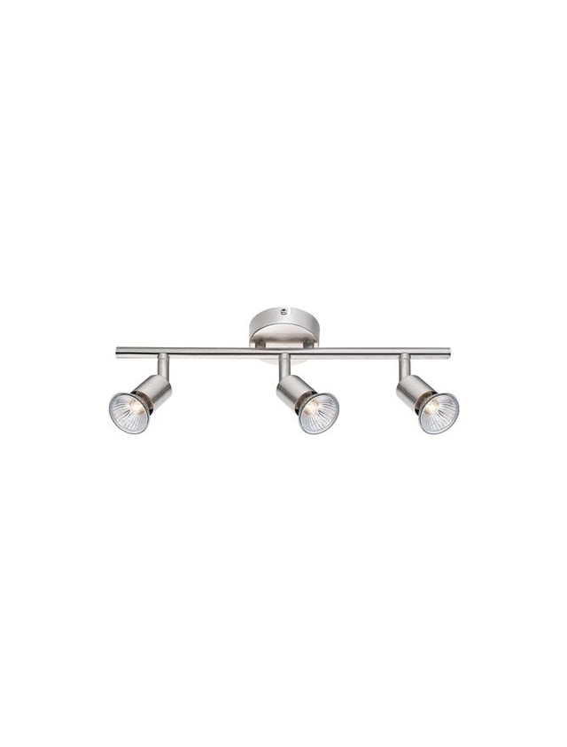 BASE Satin Nickel Metal LED GU10 3x5 Watt IP20 Bulb Excluded L: 49 W: 8 H: 10.9 cm