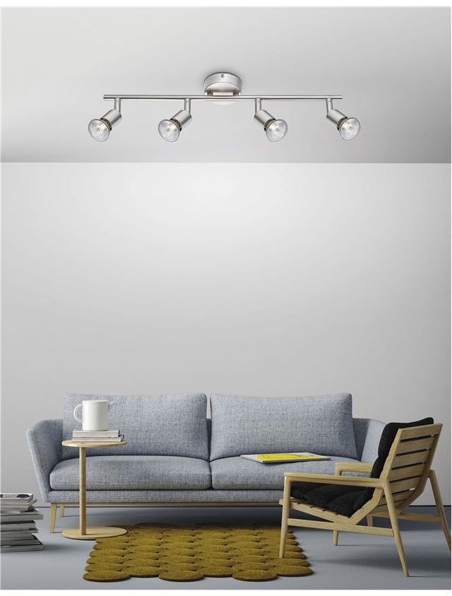 BASE Satin Nickel Metal LED GU10 4x5 Watt IP20 Bulb Excluded L: 51 W: 8 H: 10.9 cm
