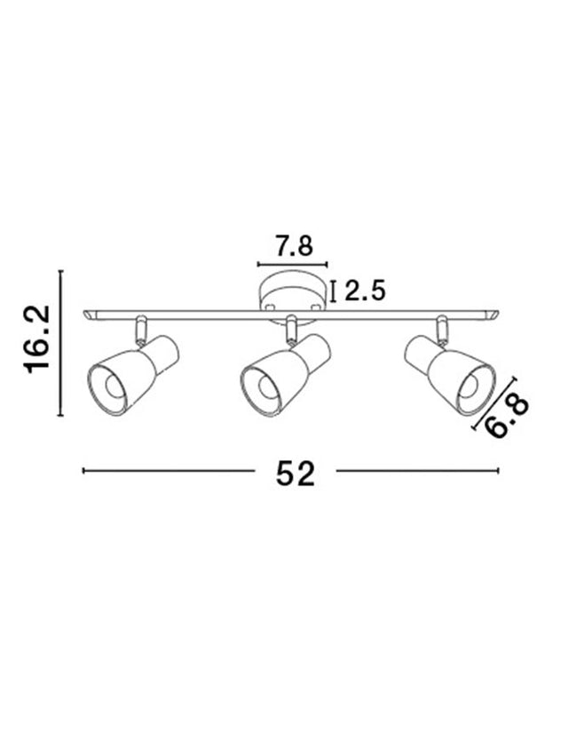 PUBLICO Opal Glass Satin Nickel Metal LED E14 3x5W IP20 Bulb Excluded L: 52 W: 7.8 H: 16.2 cm