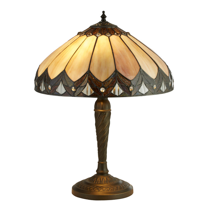 PEARL BRONZE/CLEAR/BROWN/PURPLE TIFFANY TABLE LAMP