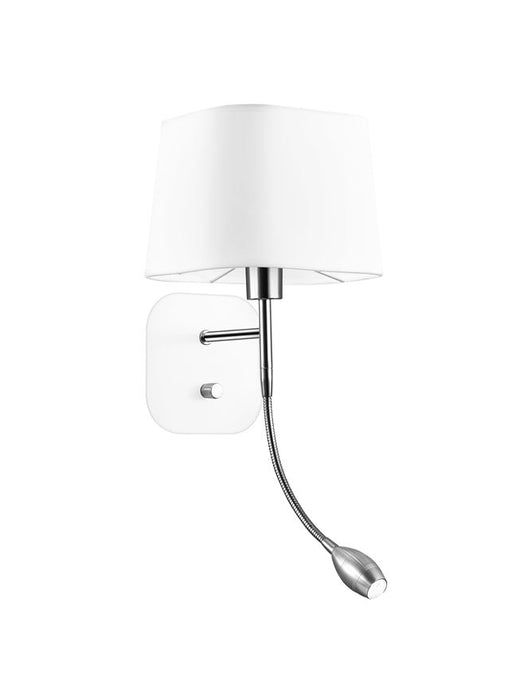 MONTATO Wall Light White Metal & White Fabric Lampshade LED 3Watt 3000K E27 1x40W L:18 W:23 H:44