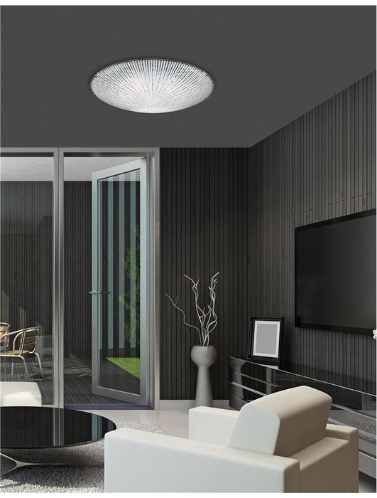 SHELL Ceiling Light White & Clear Structured Glass LED E27 3x12W D:40 H:9,5cm