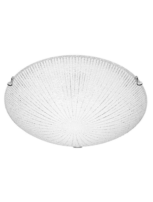 SHELL Ceiling Light White & Clear Structured Glass LED E27 3x12W D:40 H:9,5cm