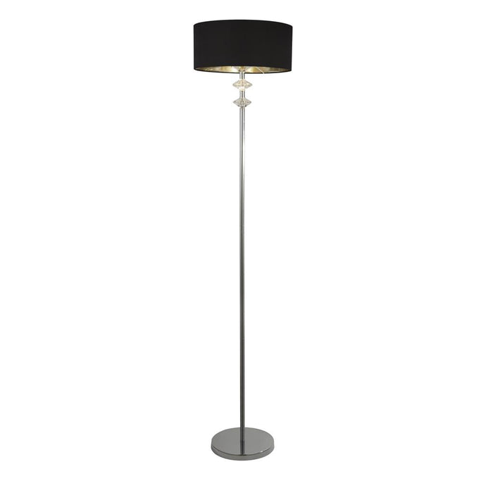 ONTARIO 1LT CHROME FLOOR LAMP WITH BLACK SHADE/SILVER INNER