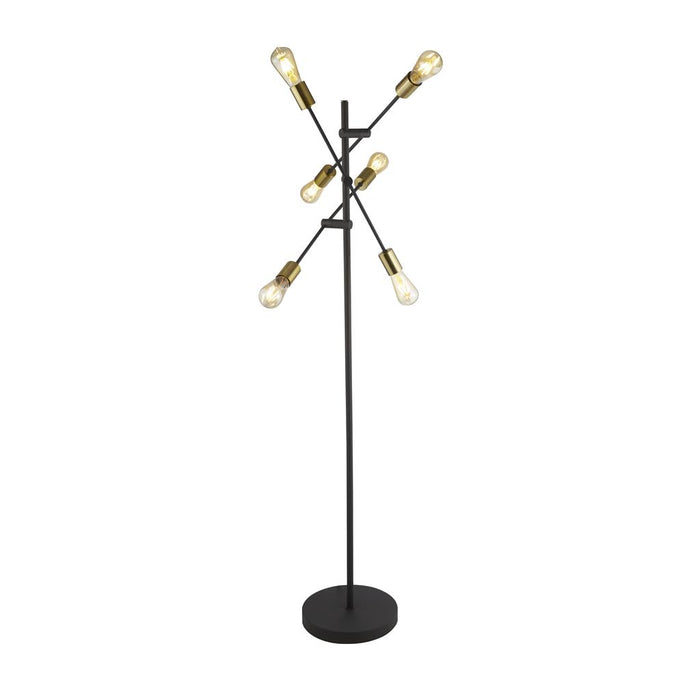 ARMSTRONG 6LT FLOOR LAMP BLACK AND SATIN BRASS
