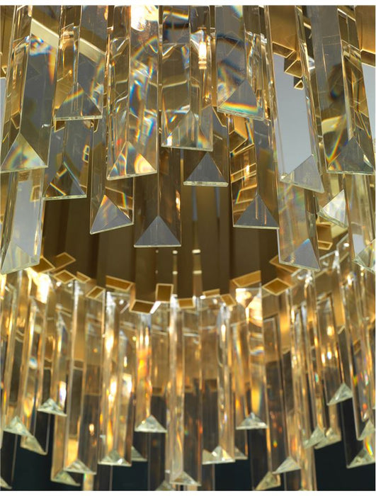 BALADONA Golden Brass Aluminium & Crystal LED G9 9x3.5W IP20 Bulb Excluded D: 73 H1: 33.5 H2: 180cm